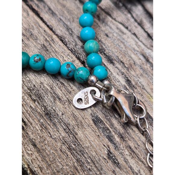 Vintage SX 925 Sterling Silver Thailand Graduated Turquoise Necklace 20" - Picture 9 of 10